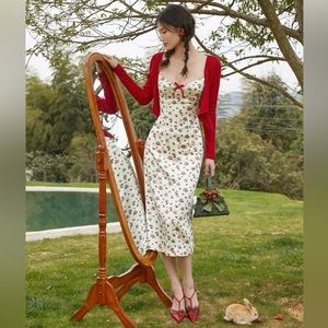 Lacemade strawberry farm dress with red cardigan set!